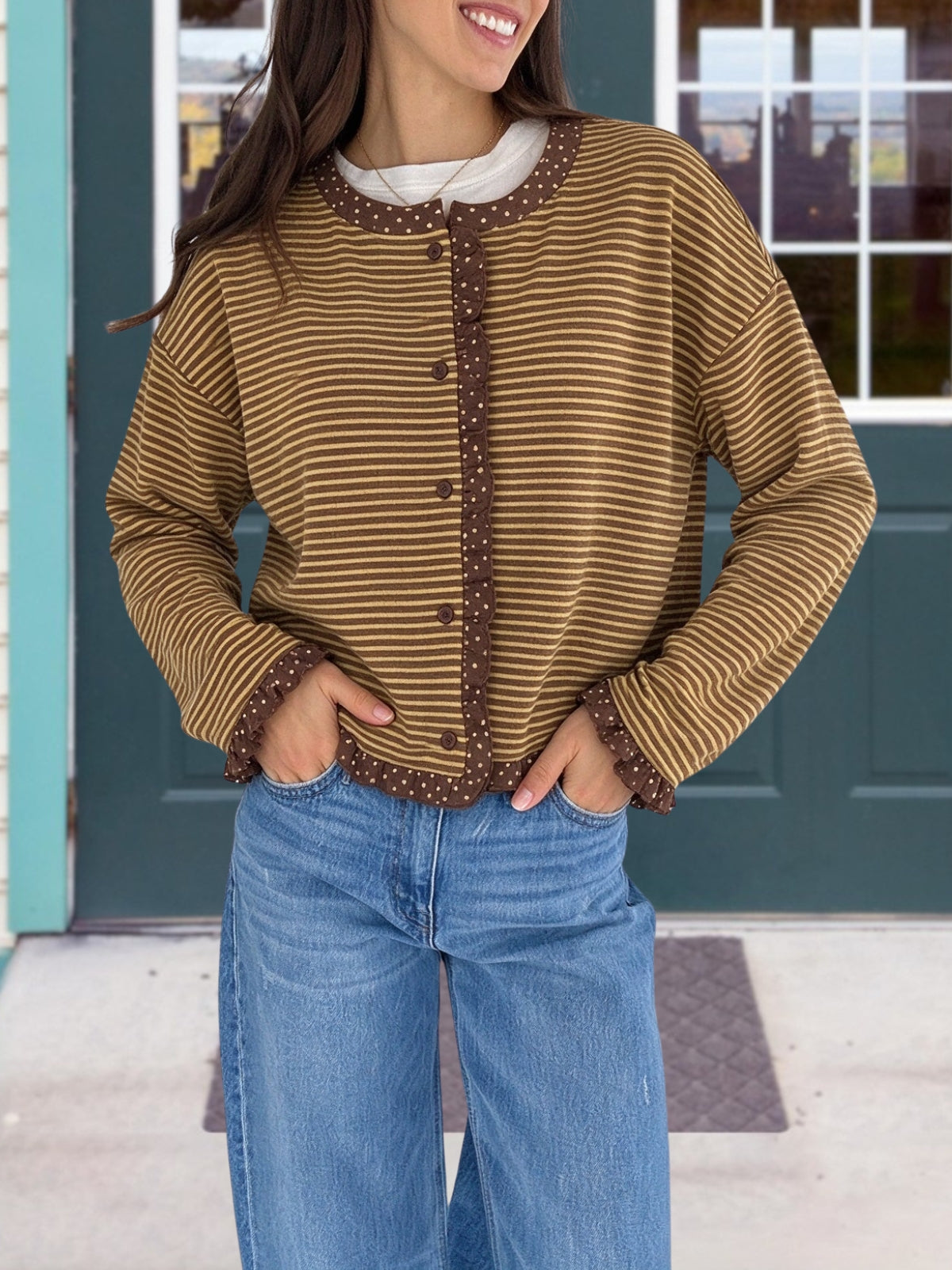 Polka Dot Striped Cardigan
