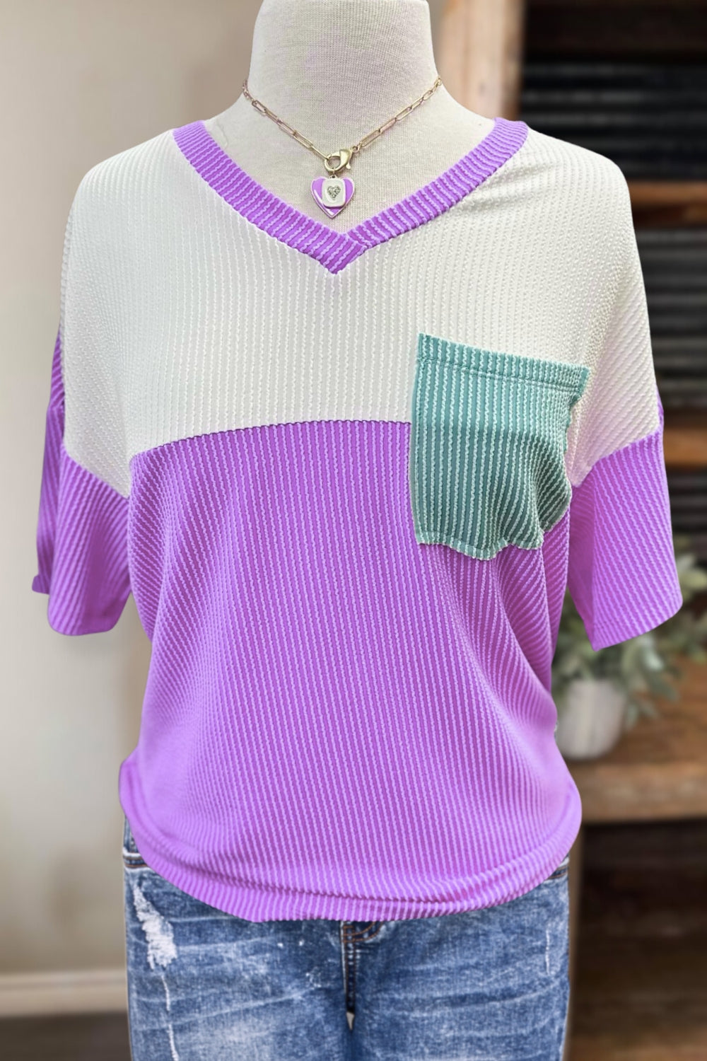 Vertical Striped Color-Block Tee