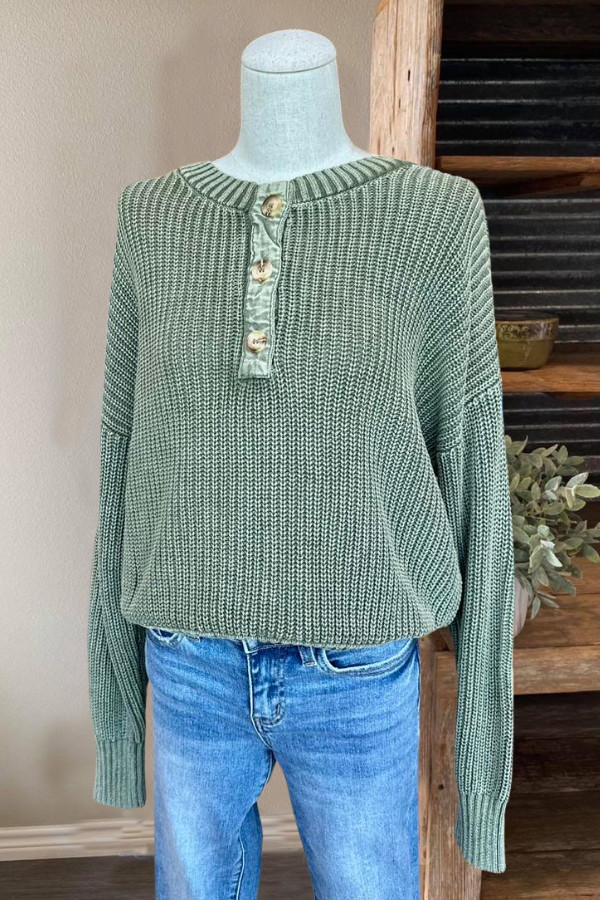 Henley Knit Sweater