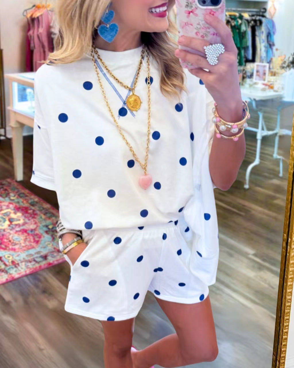 Stylish Polka-Dot Shorts Set