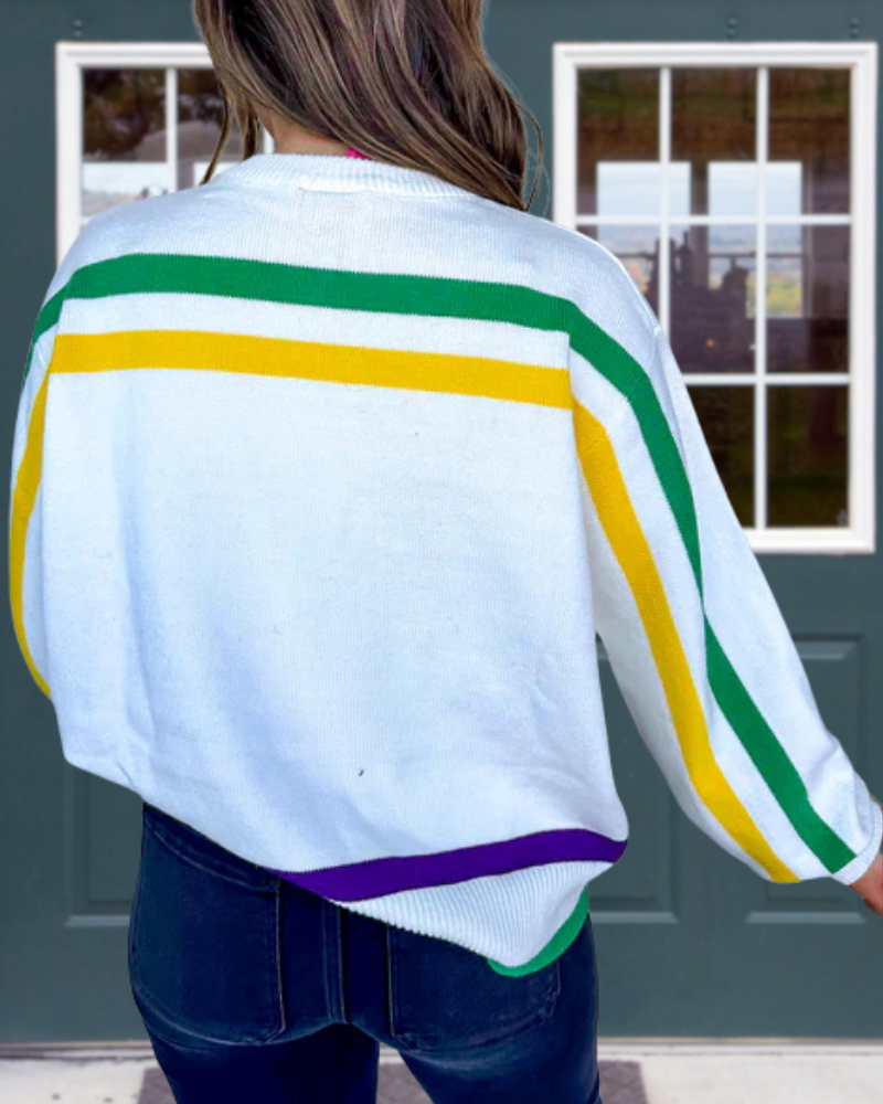 Mardi Gras Mask Sequined Pullover