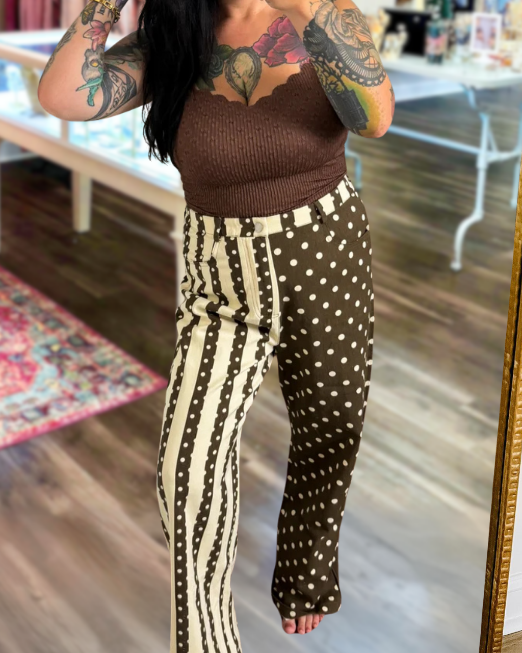 Unique Polka Dot Striped Pants