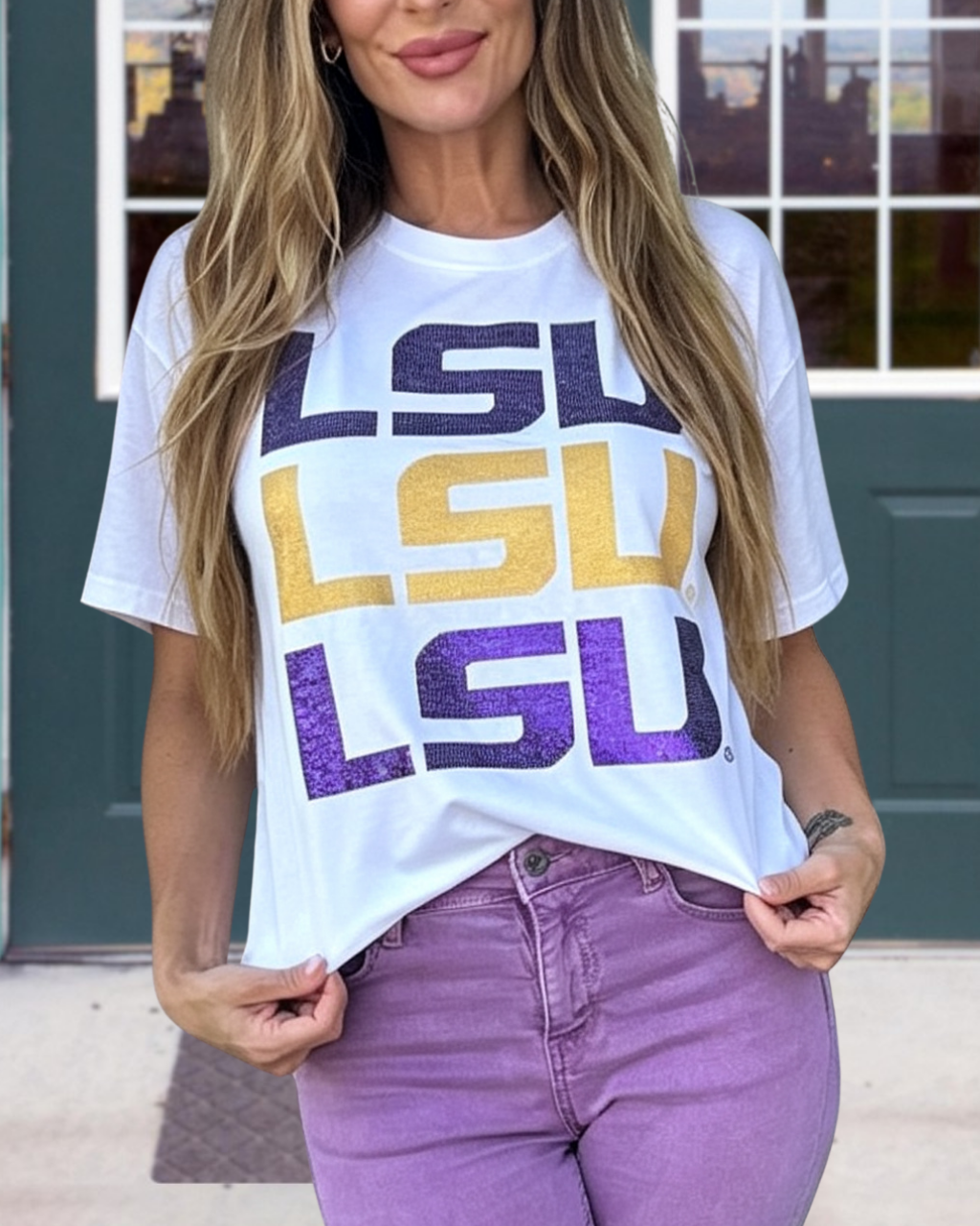 Logo Sequined Crewneck T-shirt
