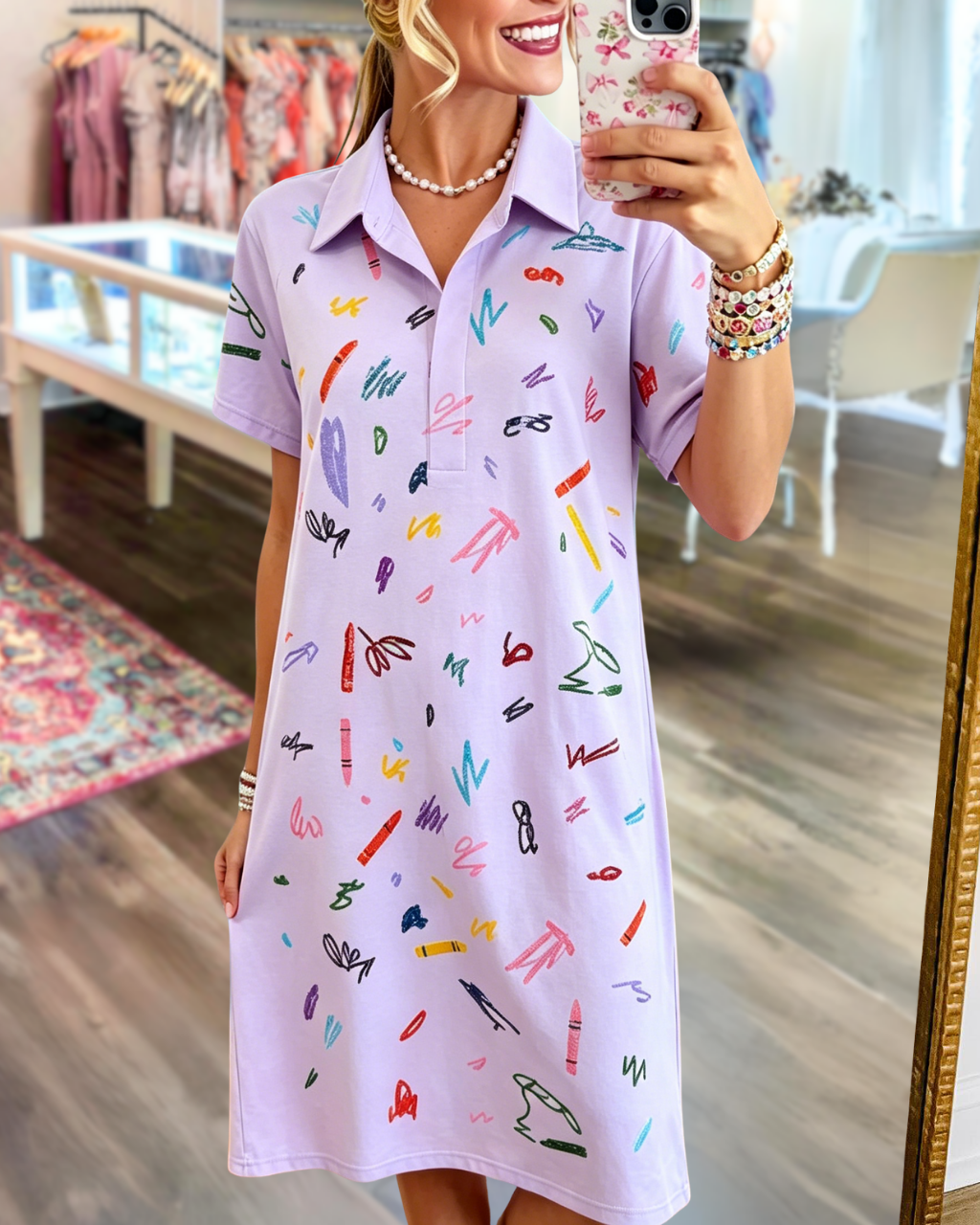 Artistic Brushstroke Doodle Dress