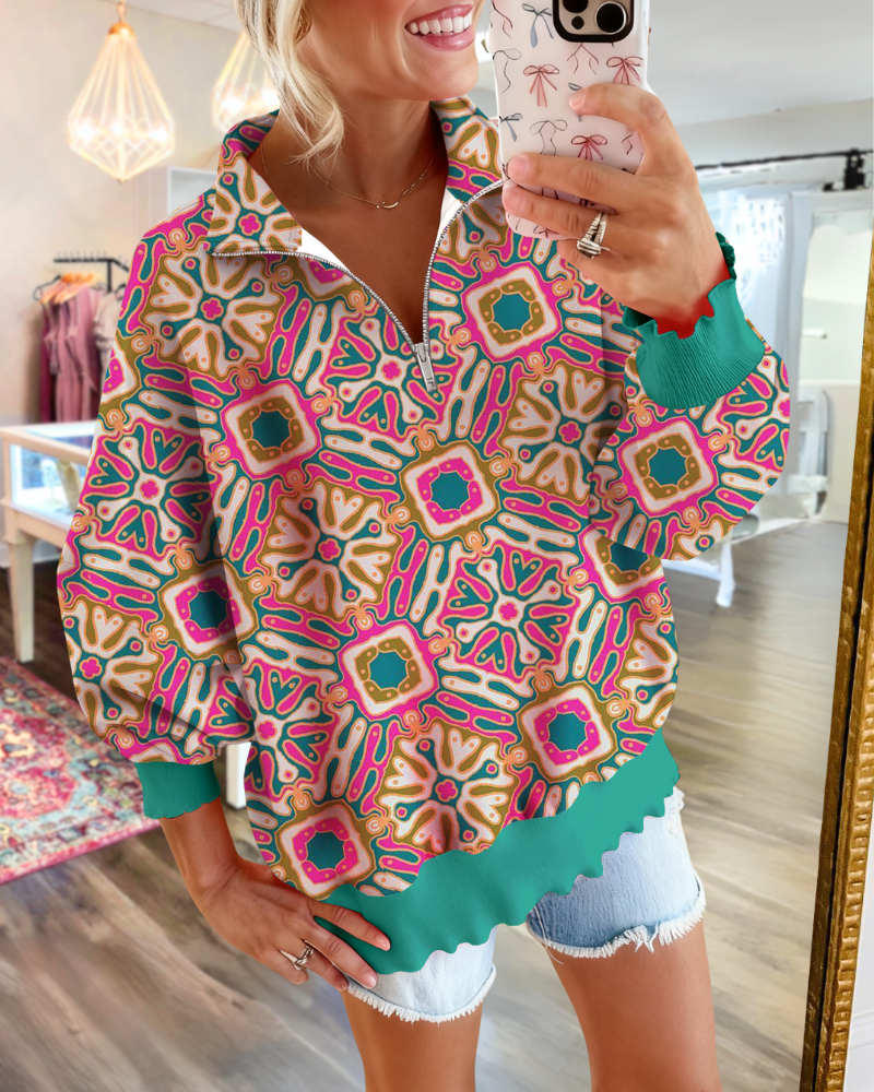 Unique Kaleidoscope Half-Zip Sweatshirt
