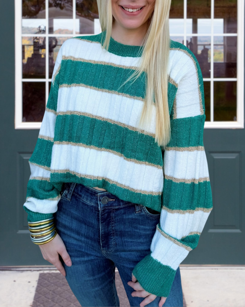 Colorblock Wide Stripe Ribbed Sweater