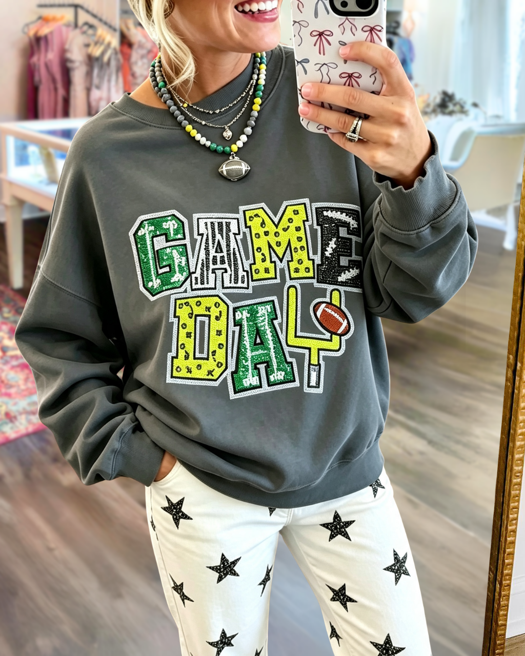 Game Day Unique Sequined Sweatshirt