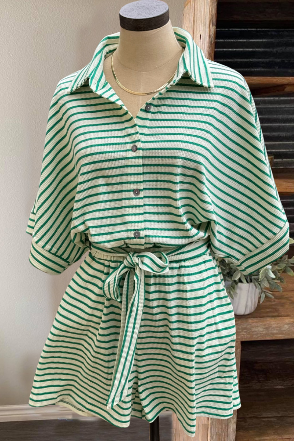 Textured Striped Romper