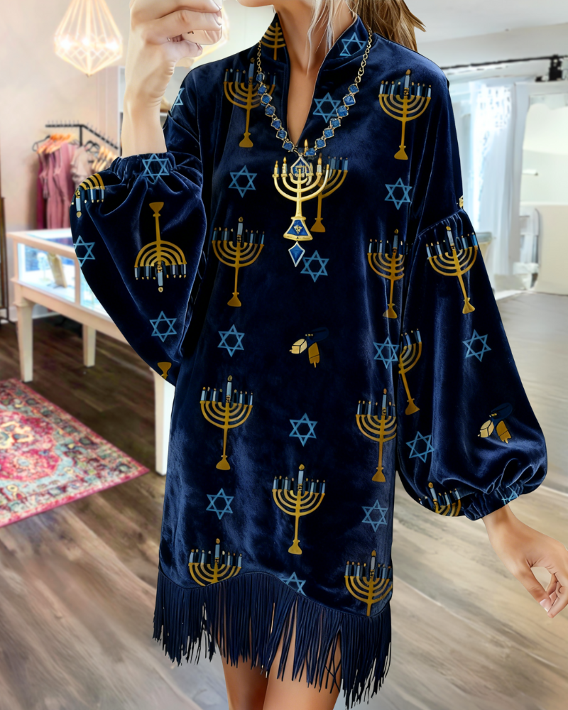 Hanukkah Velvet Tassel Dress