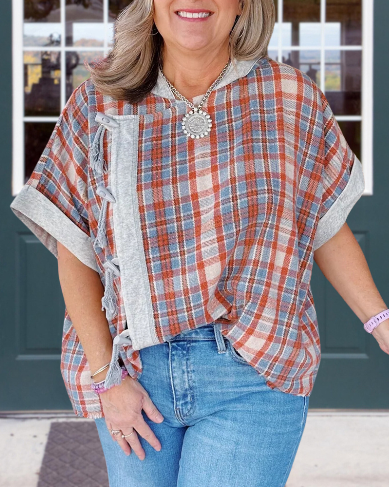 Unique Plaid Button-Down Top