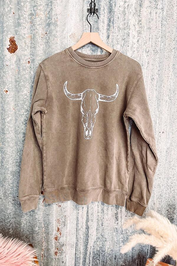 Cow Head Printed Cotton Sweatshirt