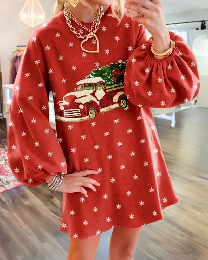 Christmas Gift Truck Snowflake Dress