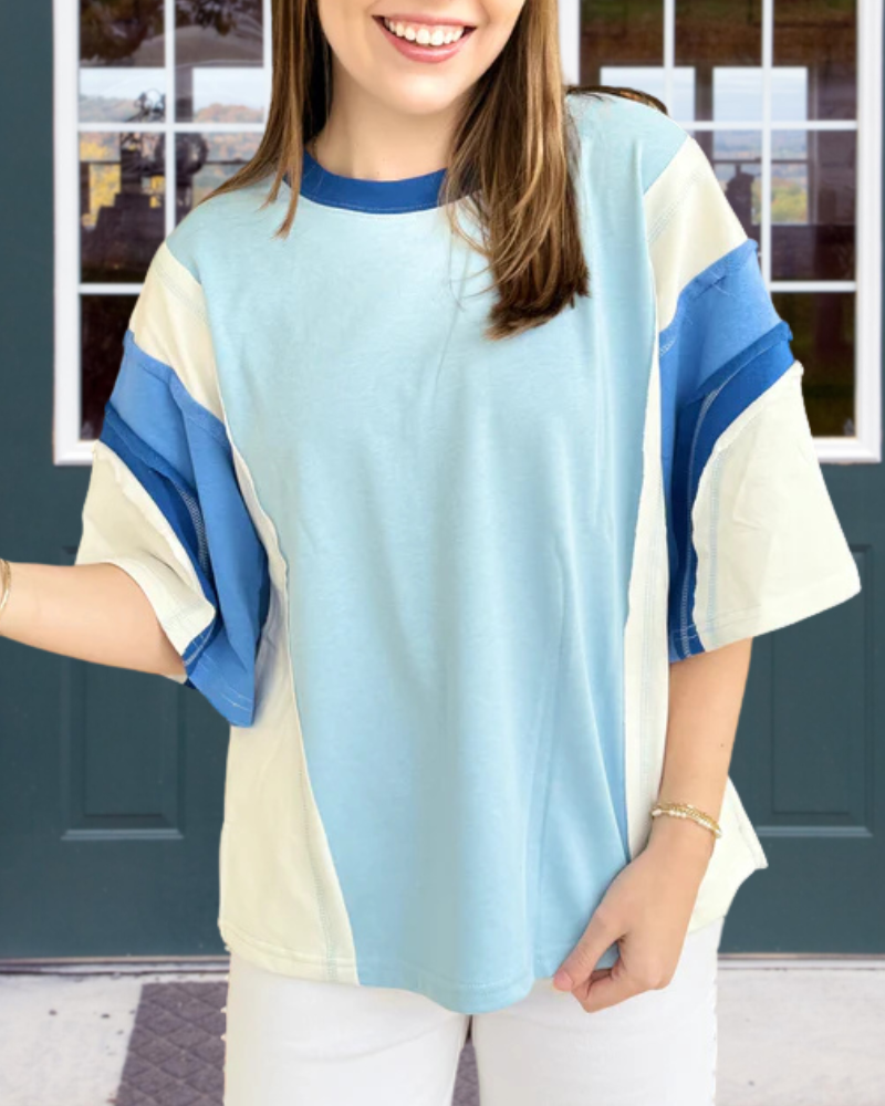 Classic Colorblock Crew Neck Top