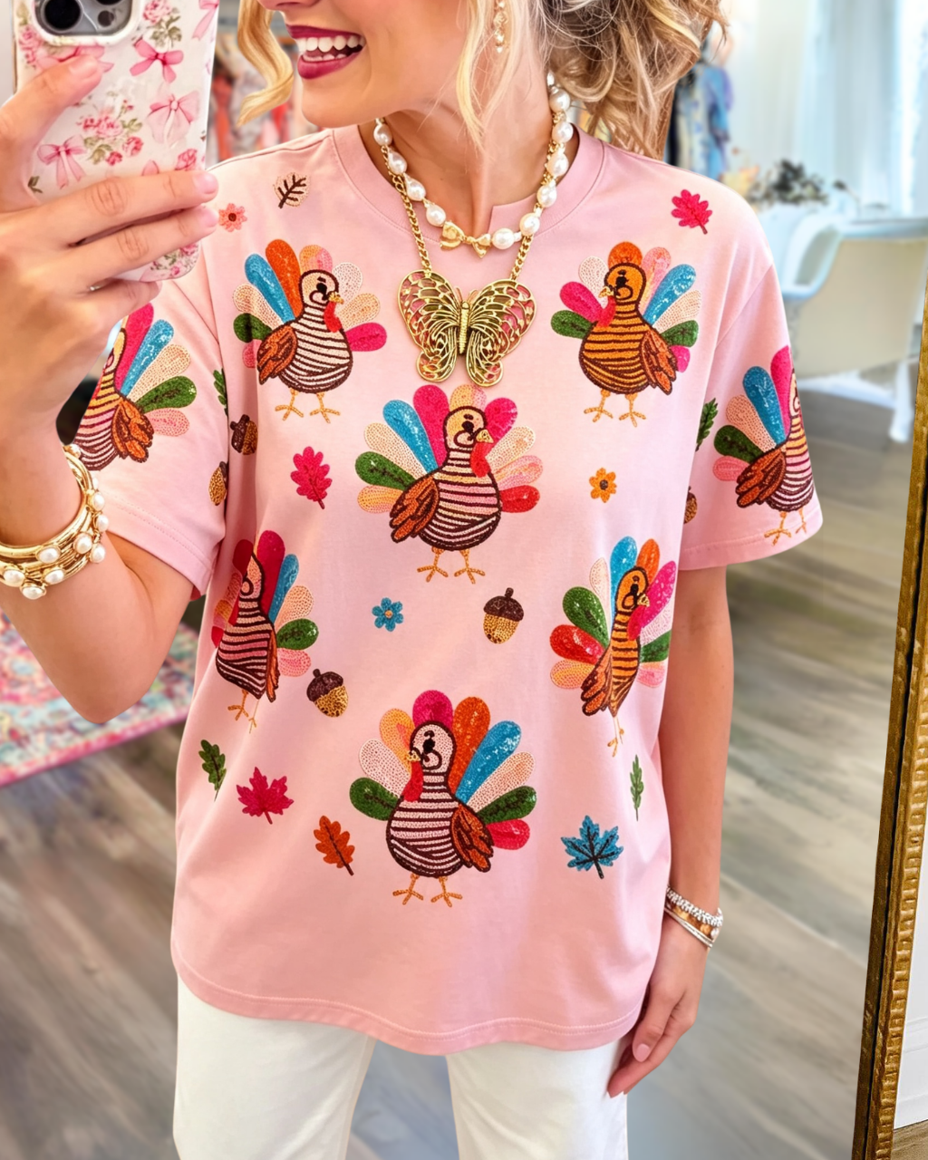 Thanksgiving Turkey Print T-shirt