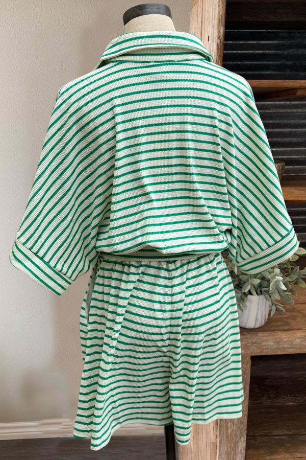 Textured Striped Romper