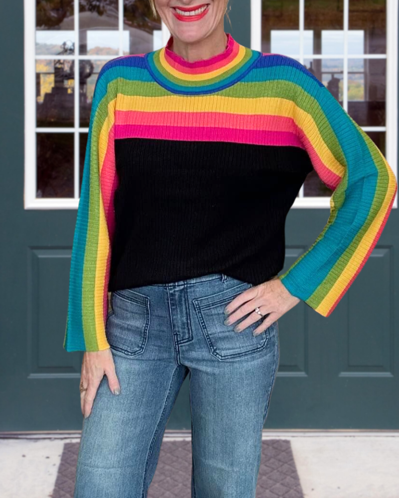 Rainbow Strip Sweater