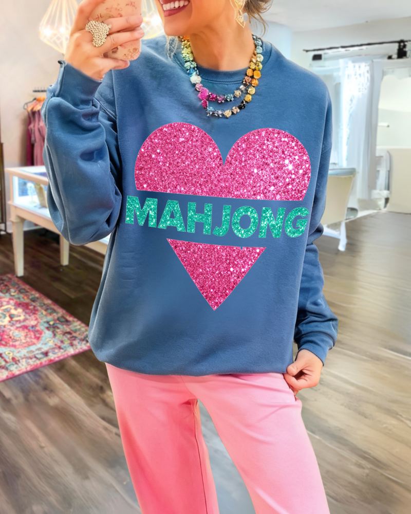 Mahjong Heart Print Sweatshirt