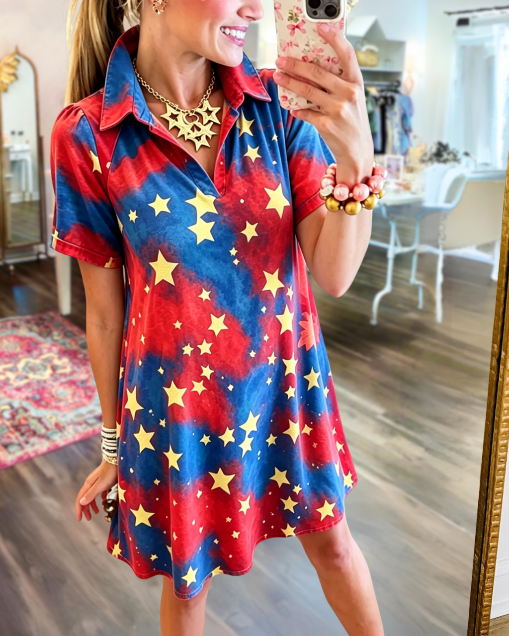 Chic Watercolor Star Dress
