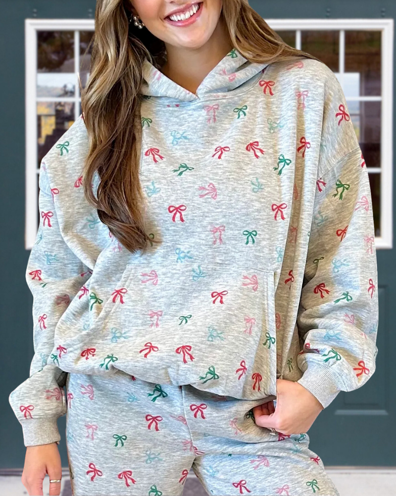 Stylish Bow Hooded Set