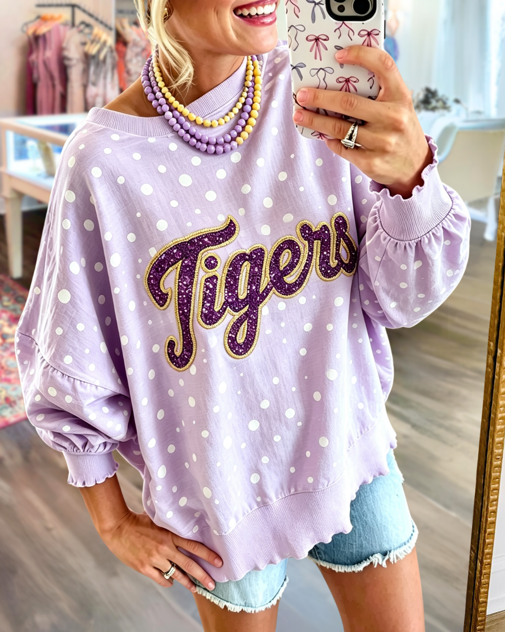 Tigers Sequin Polka-Dot Sweatshirt