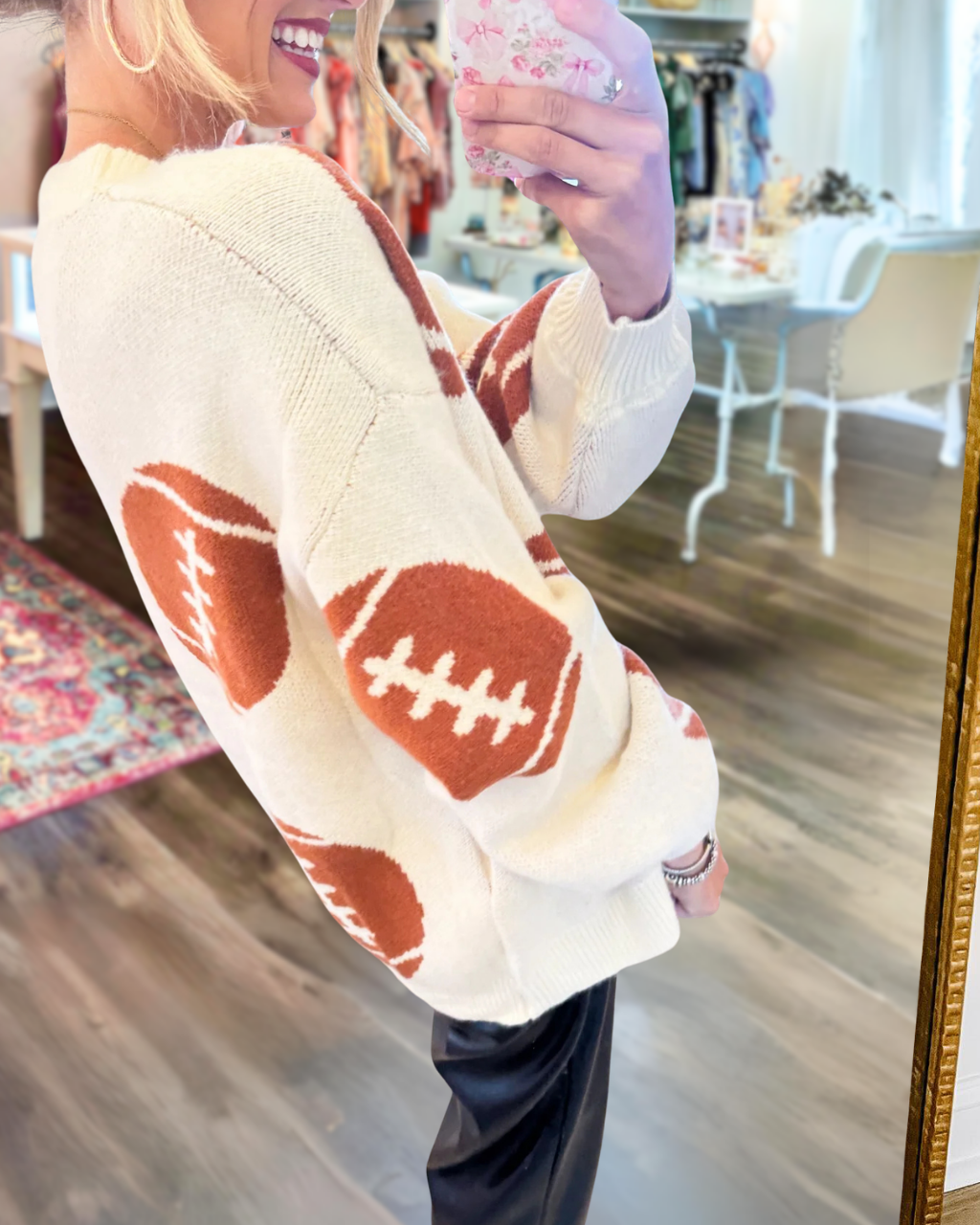 Football Embroidered Button Cardigan