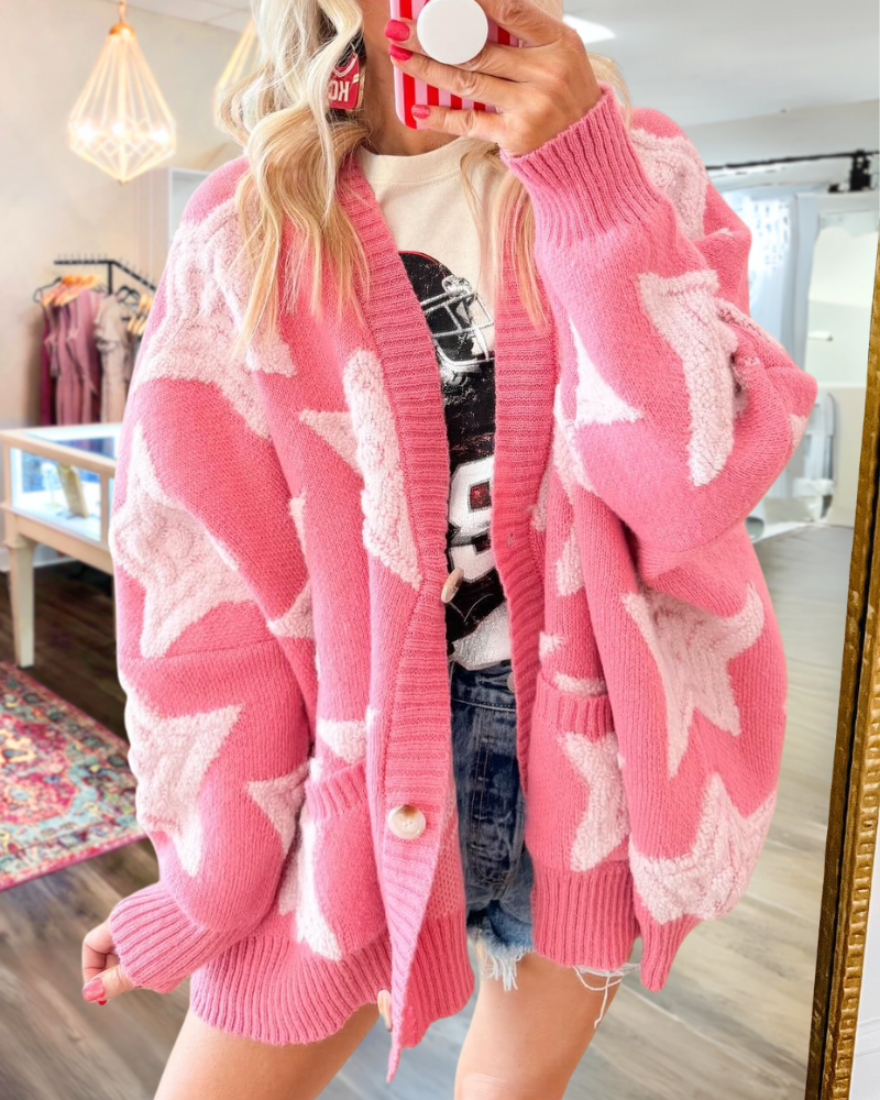 Star Embroidered Knit Cardigan