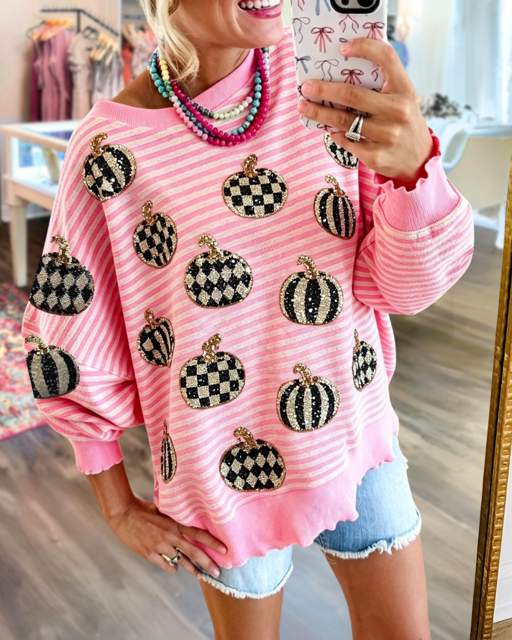 Halloween Pumpkin Sequin Pullover