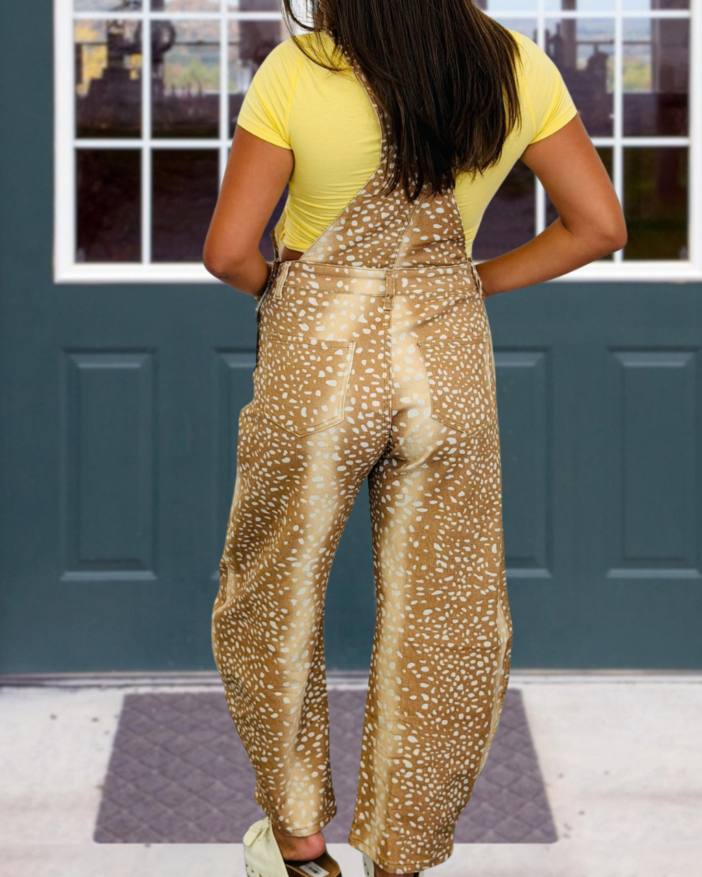 Cute Deer Print Bucket Style Overalls