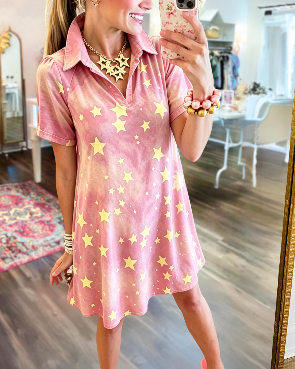 Chic Watercolor Star Dress