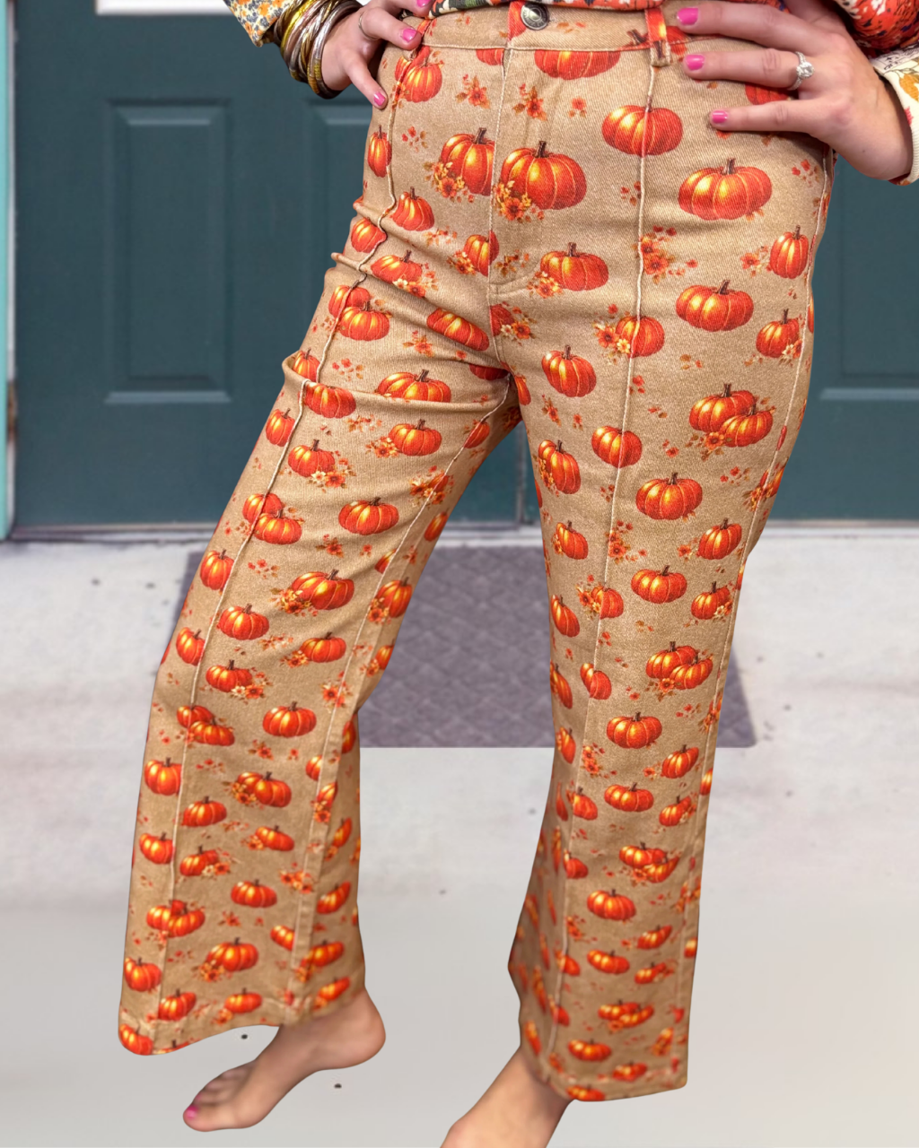 Halloween Pumpkin Print Pants