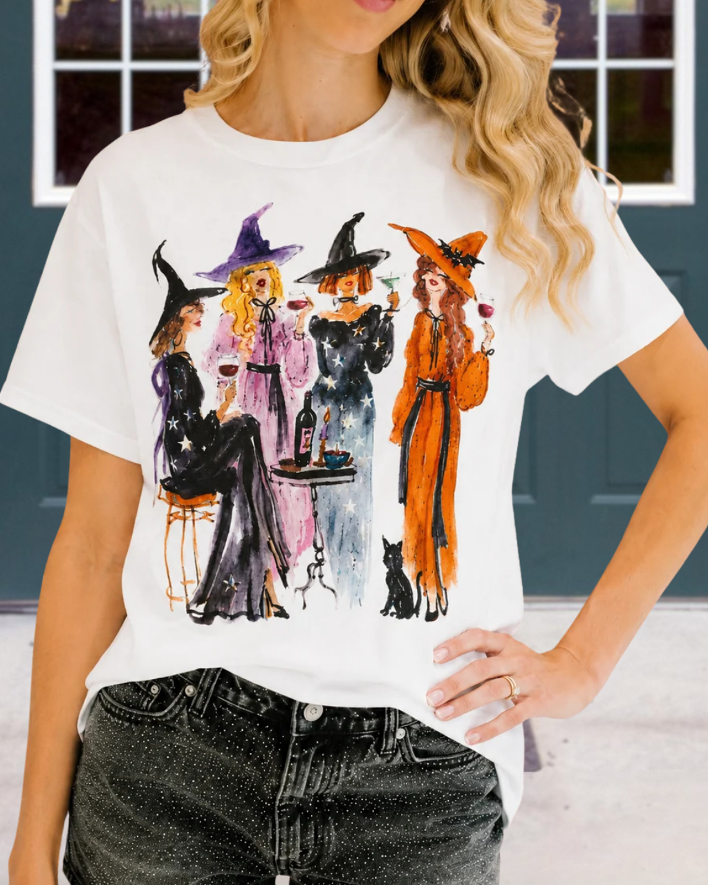Personalized Halloween Witch Print T-Shirt