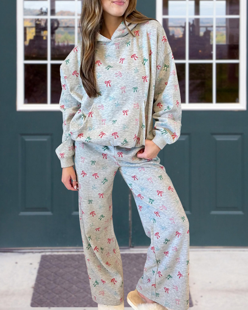 Stylish Bow Hooded Set