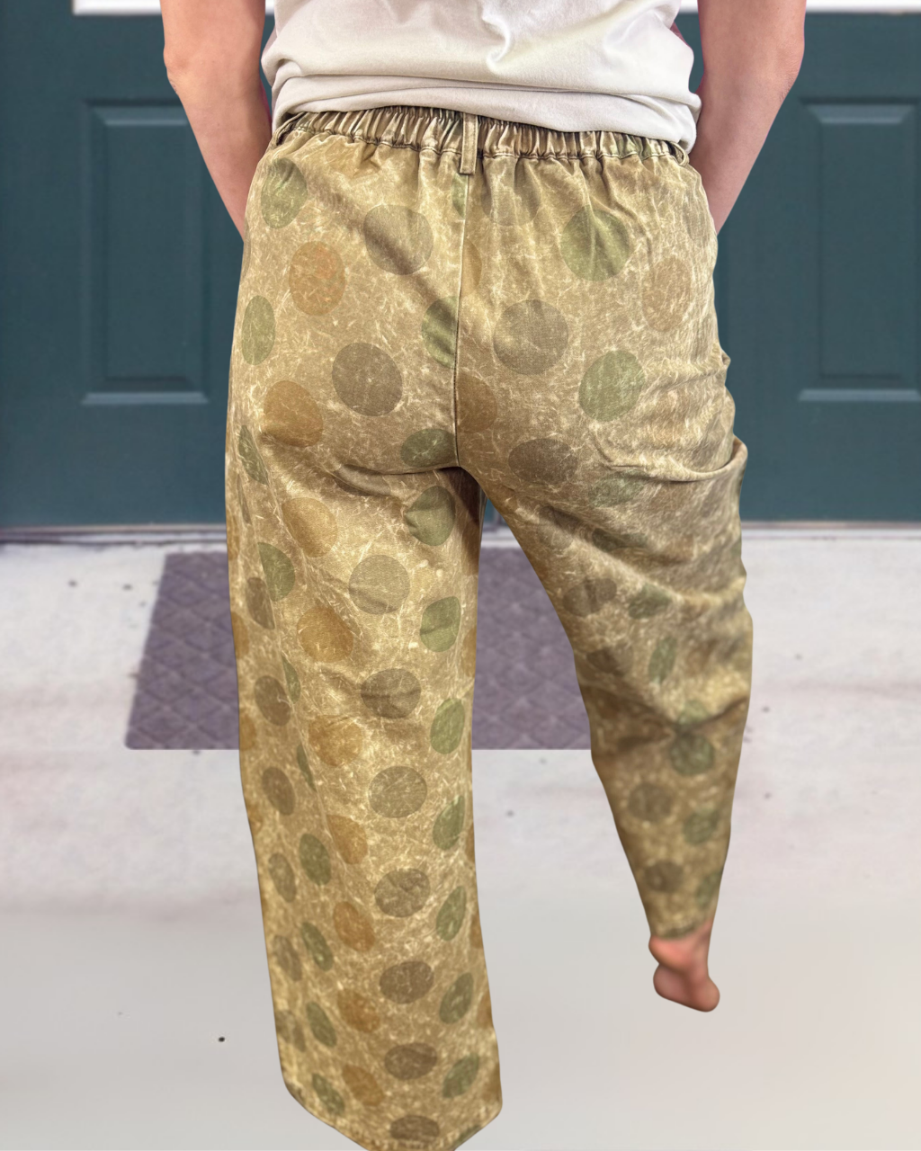 Retro Polka Dot Washed Distressed Pants