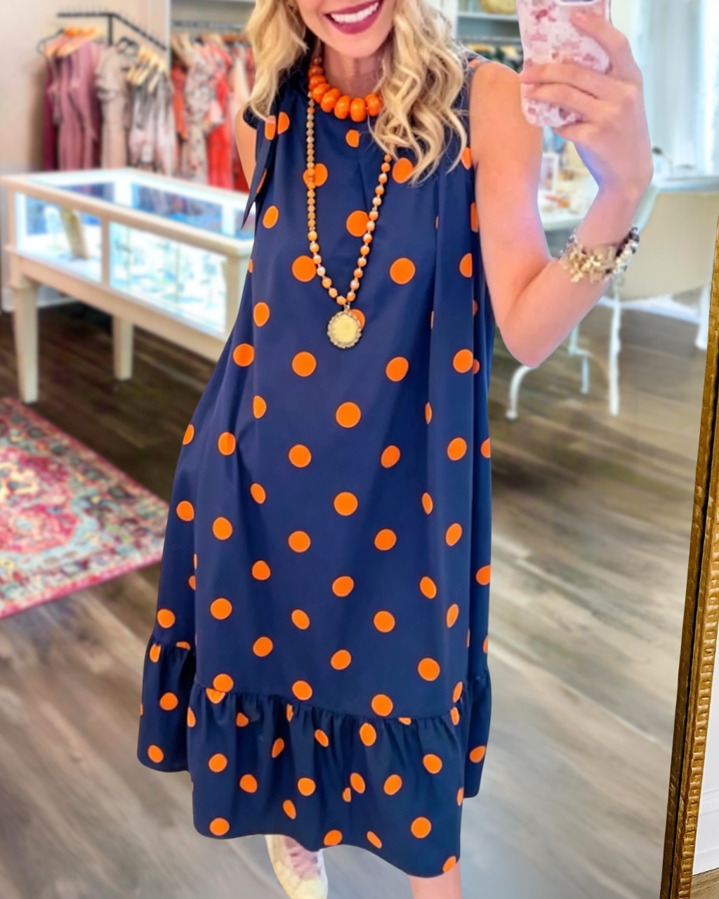 Color-block Polka-dot Sleeveless Dress