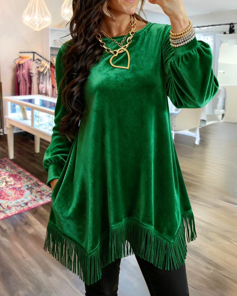 Simple Elegant Tassels Velvet Top