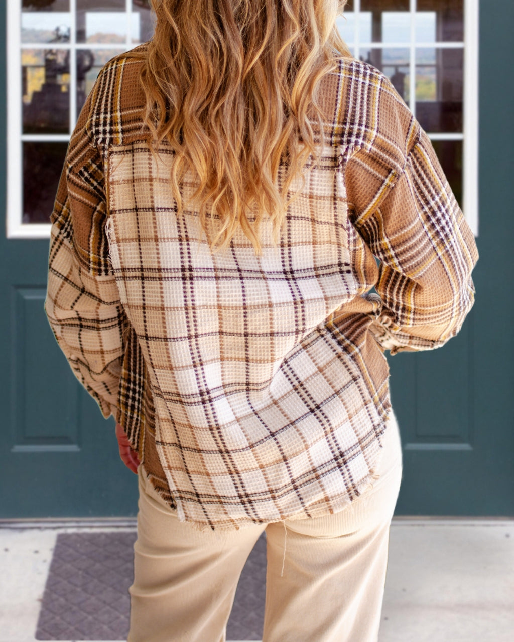 Chic Waffle Plaid Patchwork Jacket