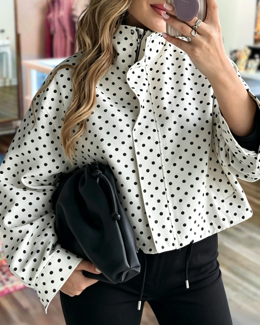 Stylish Turtleneck Polka-Dot Jacket