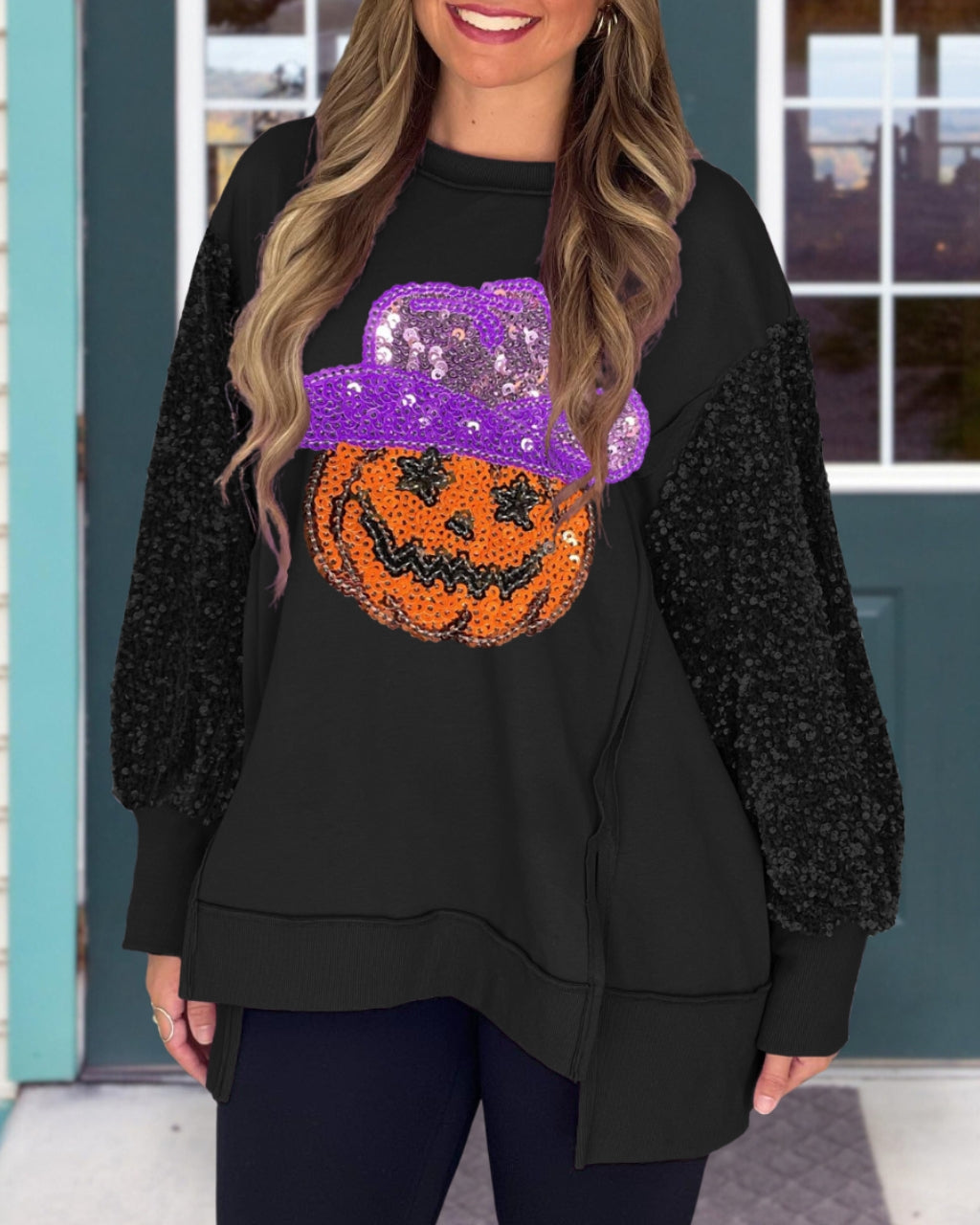 Wizard Pumpkin Sequin Sweatshirt