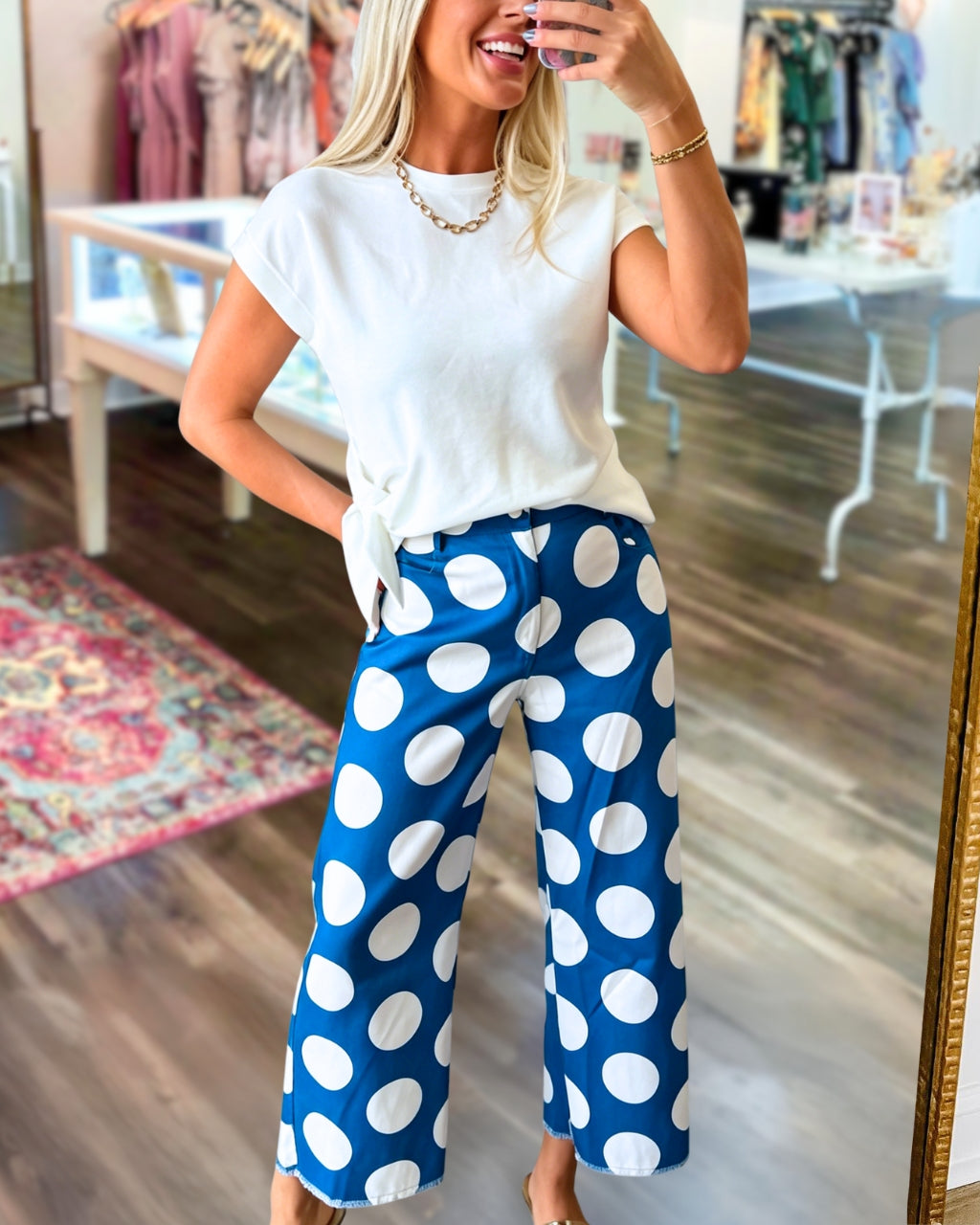 Large Polka-Dot Satin Pants
