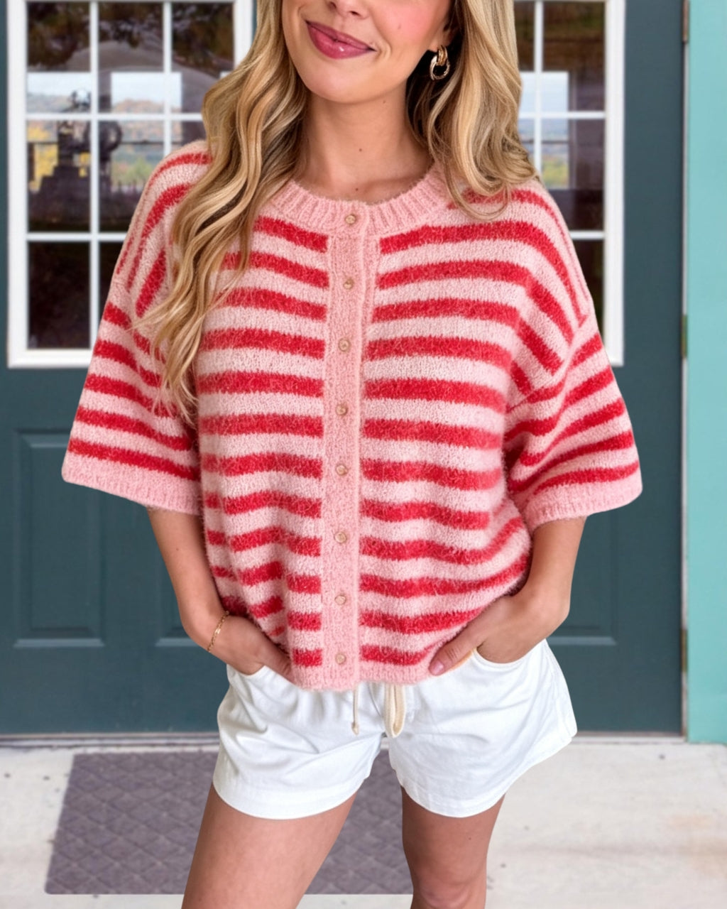 Soft Touch Striped Cardigan Top