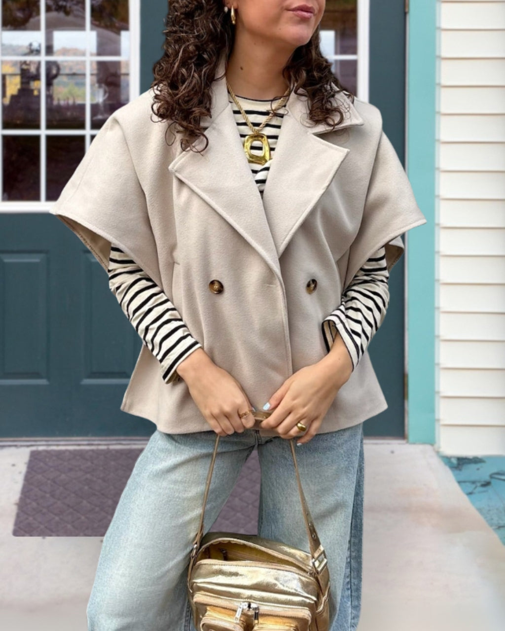 Trendy Woolen Cape Sleeve Jacket