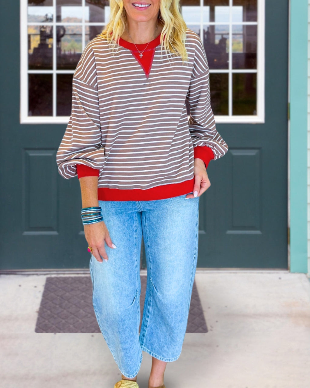 Cara Colorblock Striped Pullover