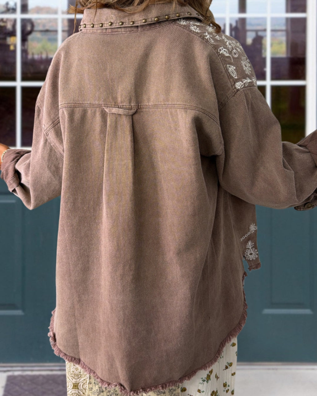 Paisley Studded Washed Raw-edge Jacket