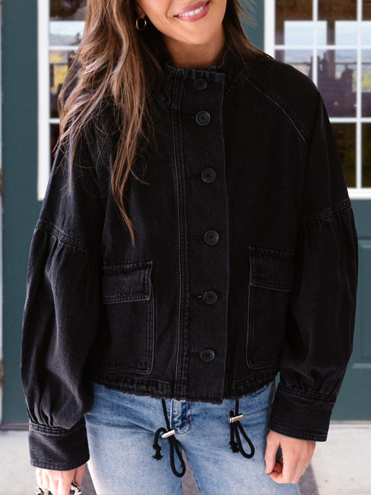 Balloon Sleeve Denim Jacket