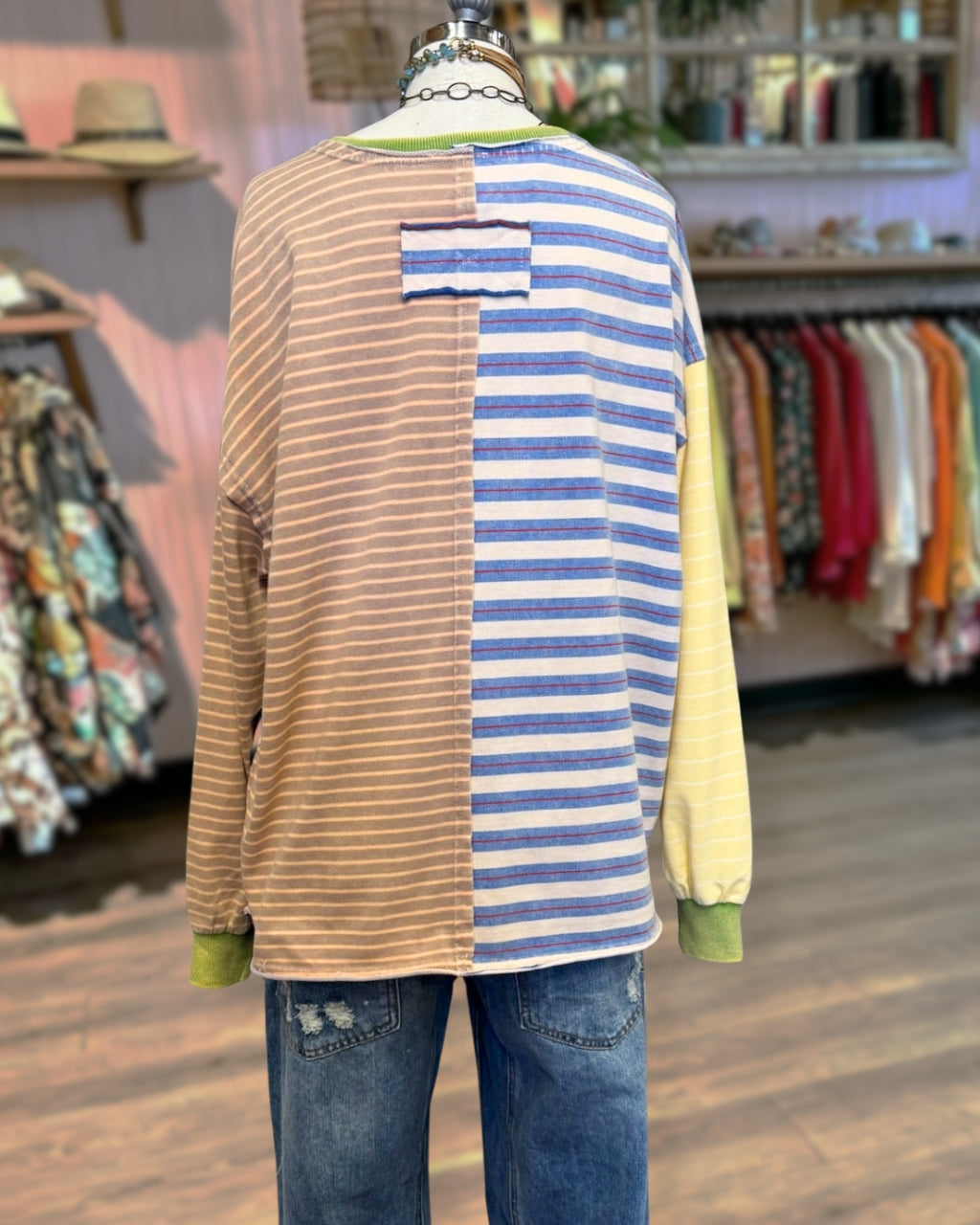 Striped Color-block Casual Pullover