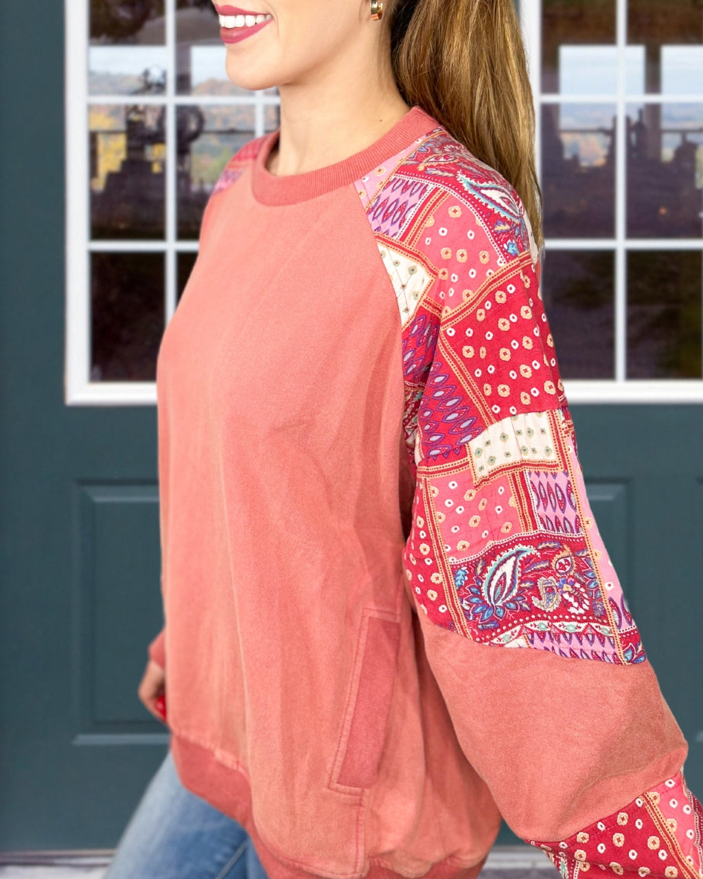 Paisley Patch Pullover