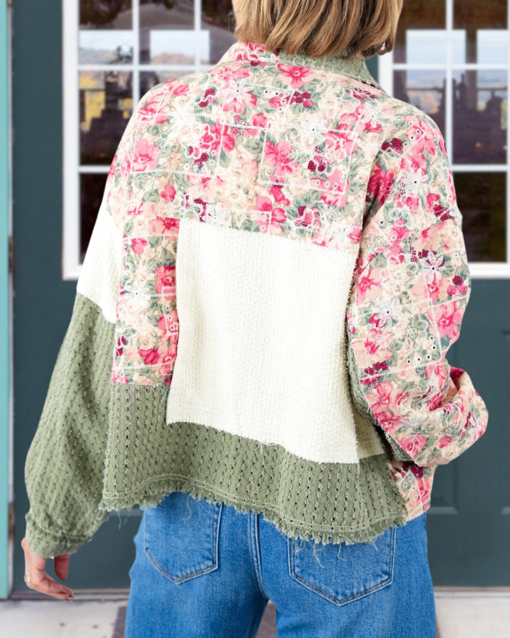 Floral Patchwork Frayed Edge Jacket