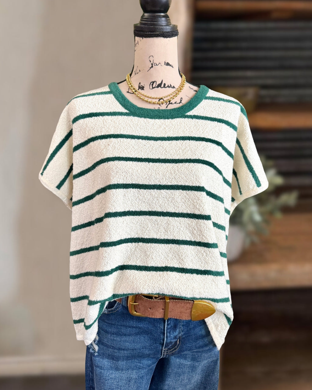 Striped Cap Sleeve Roundneck Top