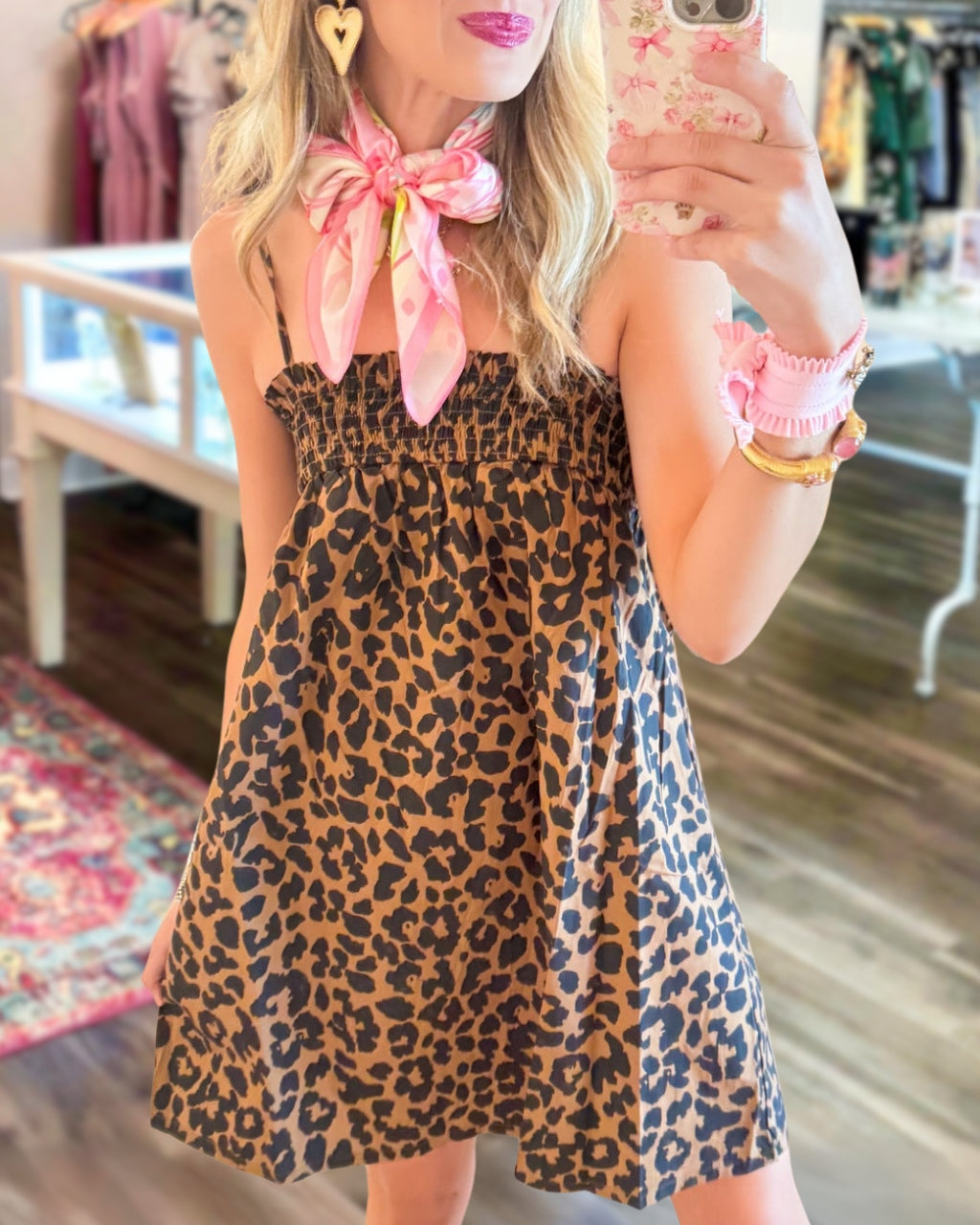 Leopard Pleated Slip Dress