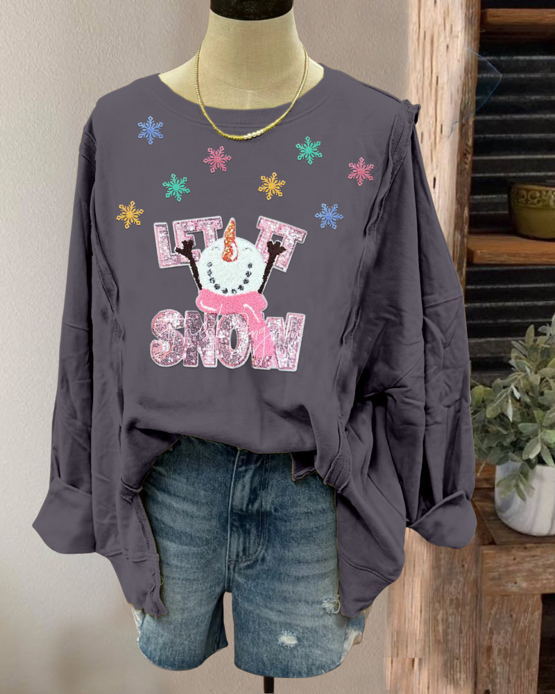 Oversized Snowflake Sequin Sweatshirt
